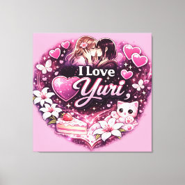 I Love Yuri | Kawaii Girls’ Love Anime Aesthetic Canvas Afdruk