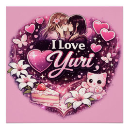 I Love Yuri | Kawaii Girls’ Love Anime Aesthetic Perfect Poster