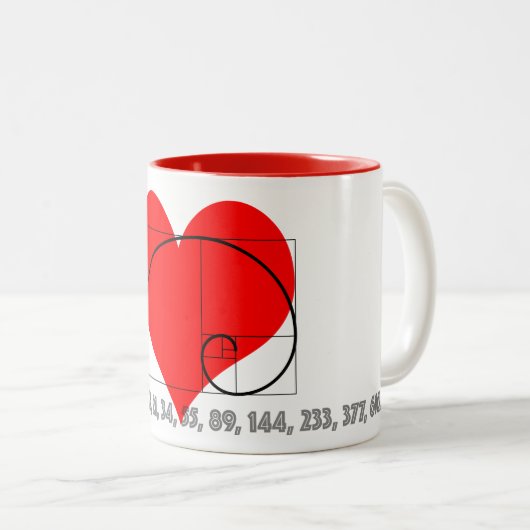 I Love Zero, One, et Fibonacci Mug (Devant droit)