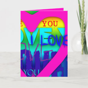 I Loy You Electric Colours Pop Art V Carte de voeu