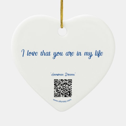 I LUV U generiek _Snowman Dreams Keramisch Keramisch Ornament (Achterkant)