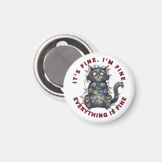 I’m Fine Everything Is Fine Funny Christmas Cat Magneet (Voorkant / Achterkant)