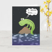 I miss You Sad Lizard Greeting Cards Kaart (Gele Bloem)