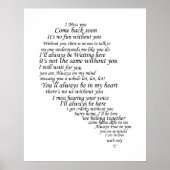 I Miss You Text in Half of Heart Poster (Voorkant)