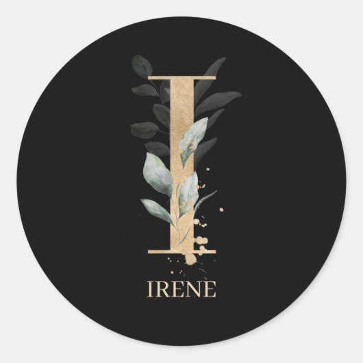 I Monogram Floral Aangepast Ronde Sticker (Voorkant)