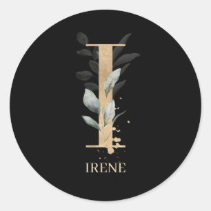 I Monogram Floral Aangepast Ronde Sticker