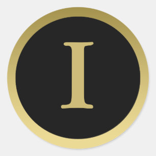 I :: Monogram I Elegant Stickers Or et Noir