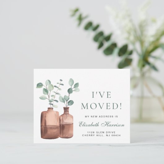 I Moved Eucalyptus Aquarelle Moving Faire-part (Debout devant)