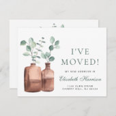 I Moved Eucalyptus Aquarelle Moving Faire-part (Devant / Derrière)