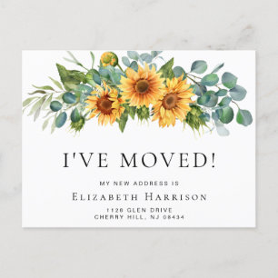 I Moved Sunflower Eucalyptus Moving Aankondigingskaart