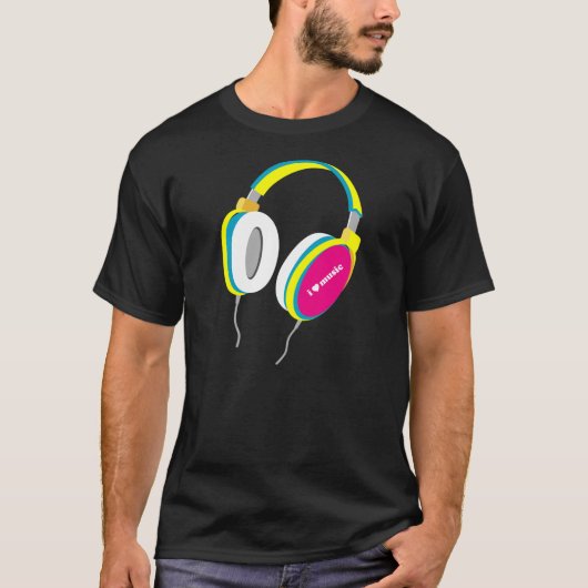 I musique de coeur - T-shirt d'écouteurs (Devant)