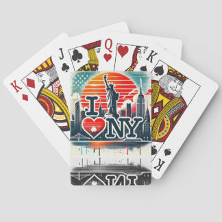 I ❤️ NY Graphic T-shirt voor reisliefhebbers Pokerkaarten