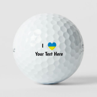 I (Oekraïense vlag hart) Uw gepersonaliseerde teks Golfballen