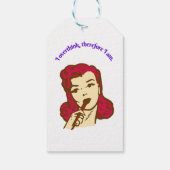 I Overthink, Therefore I Am – Retro Pop Art Design Cadeaulabel (Achterkant)