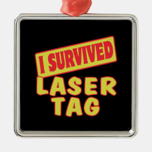 I OVERVIVED LASER LABEL METALEN ORNAMENT