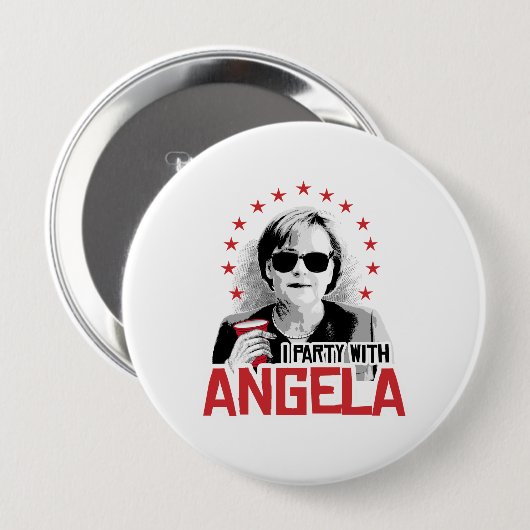 I Party with Angela - - Ronde Button 4,0 Cm (Voorkant /achterkant)