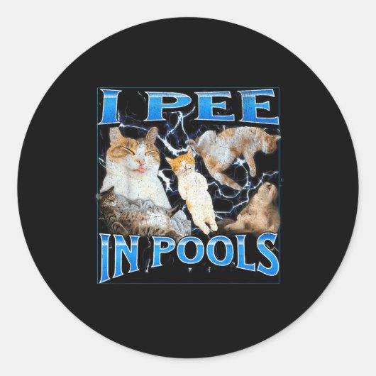 I Pee In Ols Funny Offensive Cat Meme Bootleg Grap Ronde Sticker (Voorkant)
