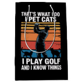I Pet Cats Play Golf & Know Things Golfer Cat Love Medium Cadeauzakje (Voorkant)