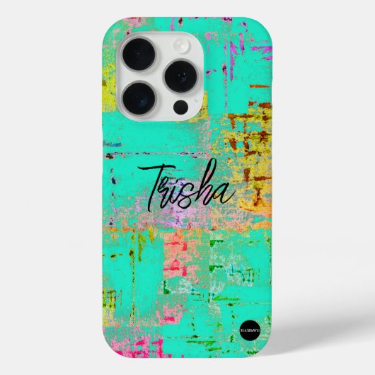 I Phone Case Turquoise Mix Distressed HAMbyWG (Achterkant)