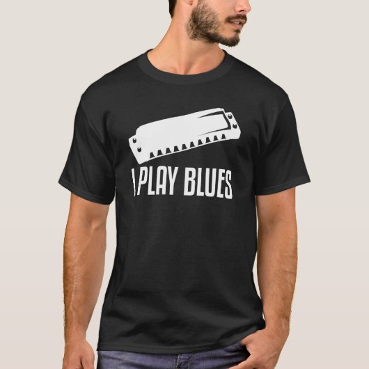 I Play Blues Harmonica Player T-shirt (Voorkant)