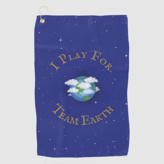 "I Play for Team Earth" Aangepast wereldwijd activ Golfhanddoek (Voorkant)