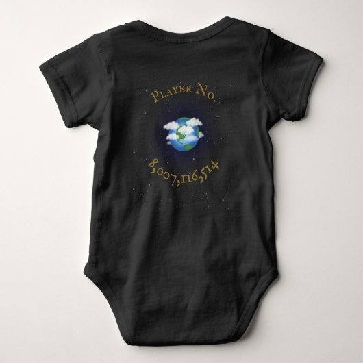 "I Play for Team Earth" wereldbevolking Romper (Achterkant)