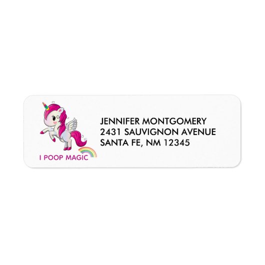 I Poop Magic Funny Unicorn Gezegde Etiket (Voorkant)