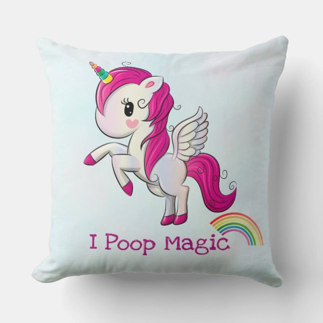 I Poop Magic Funny Unicorn Gezegde Kussen (Voorkant)