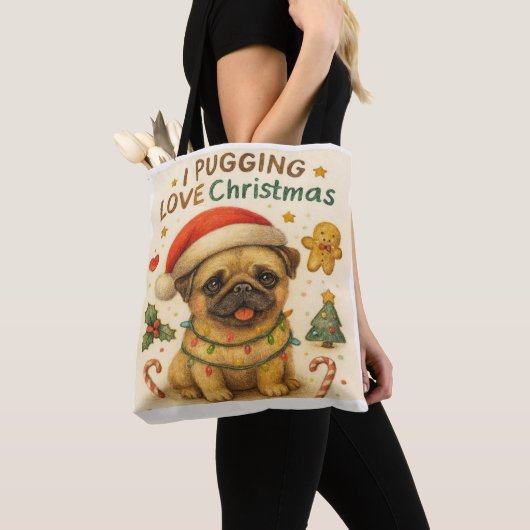 I Pugging Love Christmas Tote Bag (De près)