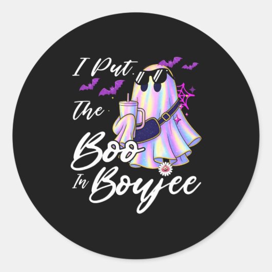 I Put The Boo In Boujee Funny Leopard Boujie Ghost Ronde Sticker (Voorkant)