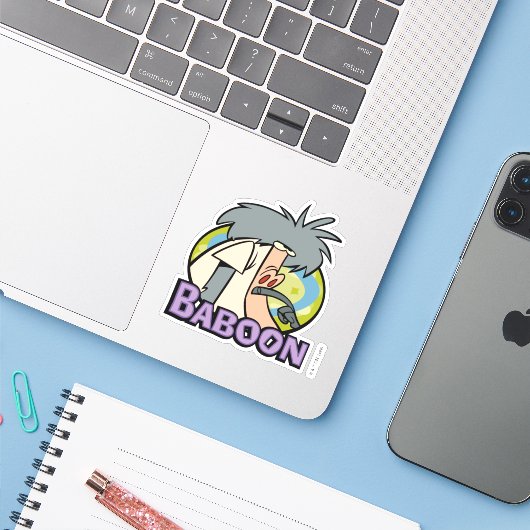 I.R. Baboon Character Badge Sticker (Laptop met iPhone)