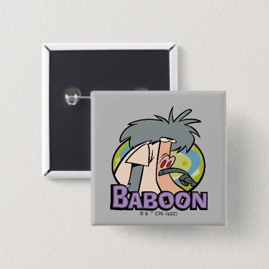 I.R. Baboon Character Badge Vierkante Button 5,1 Cm (Voorkant /achterkant)