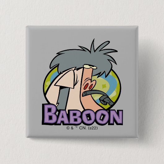 I.R. Baboon Character Badge Vierkante Button 5,1 Cm (Voorkant)