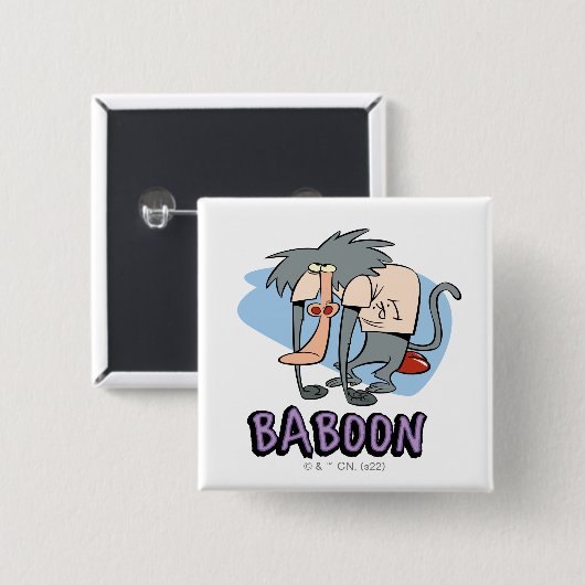 I.R. Baboon Character Graphic Vierkante Button 5,1 Cm (Voorkant /achterkant)