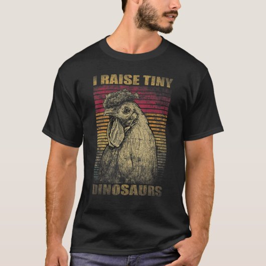 I Raise Tiny Dinosaurs Retro 70s Chicken T-shirt (Voorkant)