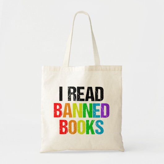 I Read Banned Books Rainbow Tote Bag (Voorkant)