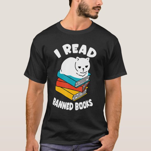 I Read Banned Books Tshirt Black Cat Reader Bookwo (Devant)