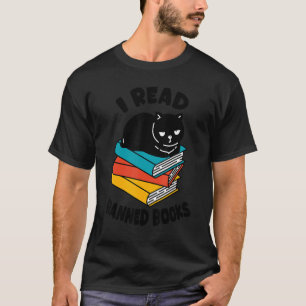 I Read Banned Books Tshirt Black Cat Reader Bookwo