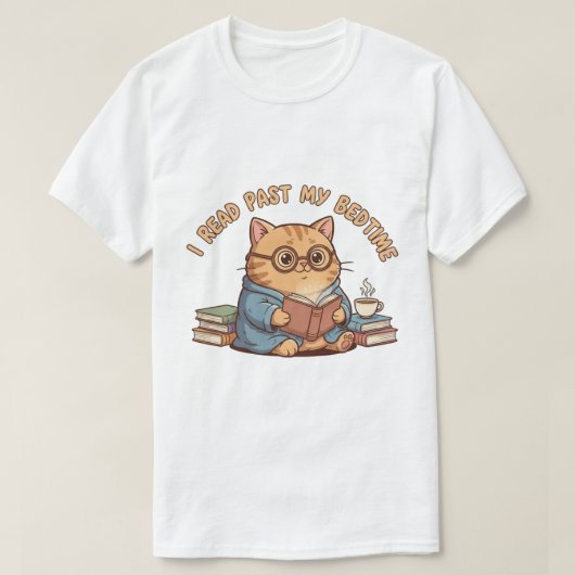 I Read Past My Bedtime Cute Reading Cat T-Shirt (Design devant)