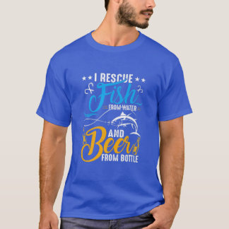 I redt vis uit water en drink bier uit flessen t-shirt