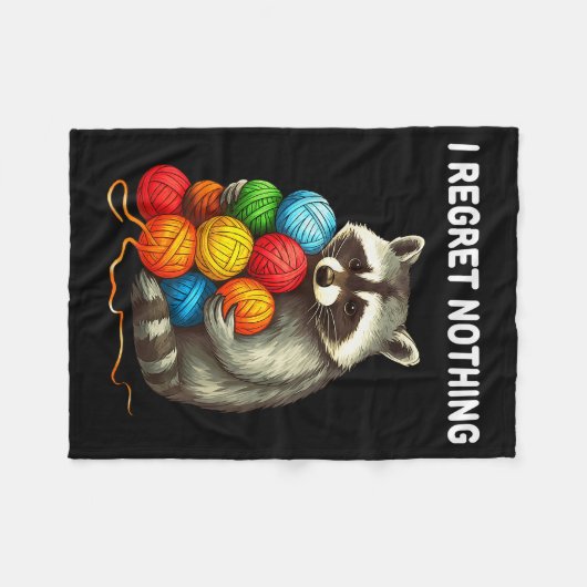 I Regret Nothing Funny Raccoon Yarn Lover Fleece Deken (Voorkant (Horizontaal))