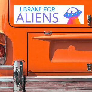 I REKE FOR ALIENS Cute UFO Spaceship Bumpersticker