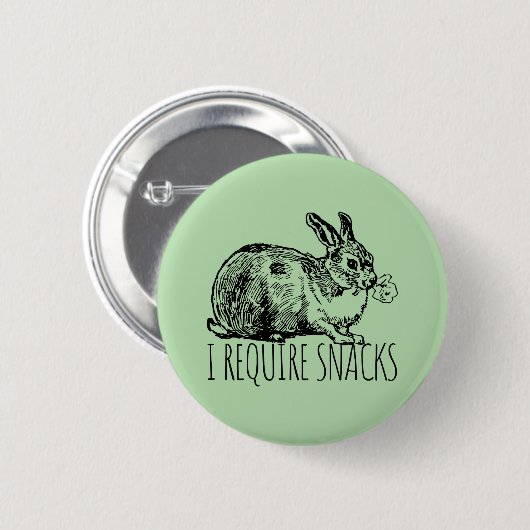 I Require Snacks Cute Bunny Rabbit Ronde Button 5,7 Cm (Voorkant /achterkant)