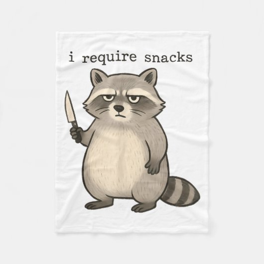 I Require Snacks Funny Mpy Raccoon Trash Meme Snac Fleece Deken (Voorkant)