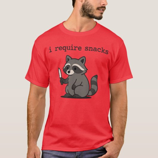 I Require Snacks Raccoon friends T-shirt (Voorkant)