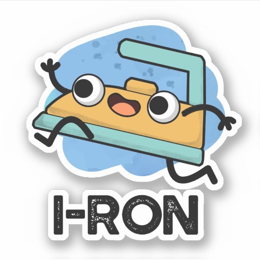 I-ron Funny Running Iron Pun Sticker (Voorkant)