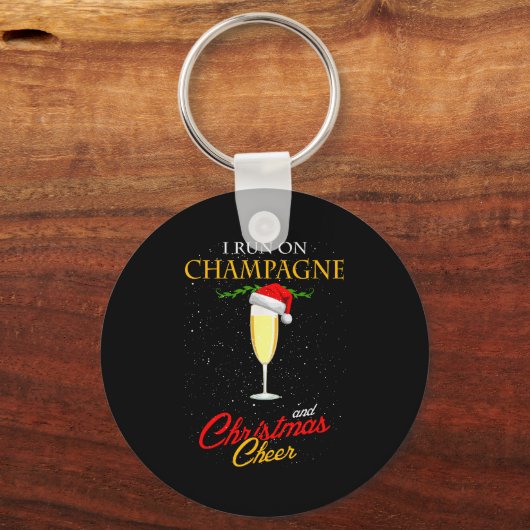 I Run On Champagne And Christmas Cheer Sparkling W Sleutelhanger (Voorkant)