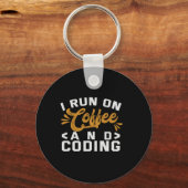I Run on Coffee and Coding Funny Programmer Life Sleutelhanger (Voorkant)