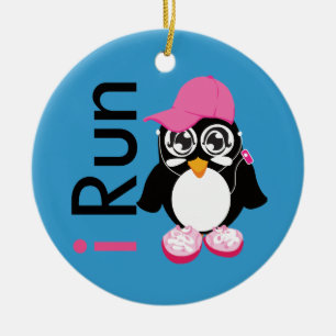 i Run Penguin Keramisch Ornament