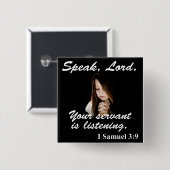 I Samuel 3:9-toets Vierkante Button 5,1 Cm (Voorkant /achterkant)